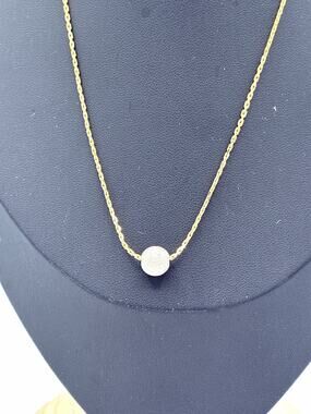 CEL Vintage Two Tone Stardust Ball Slider Necklace Gold Chain Silver Bead
